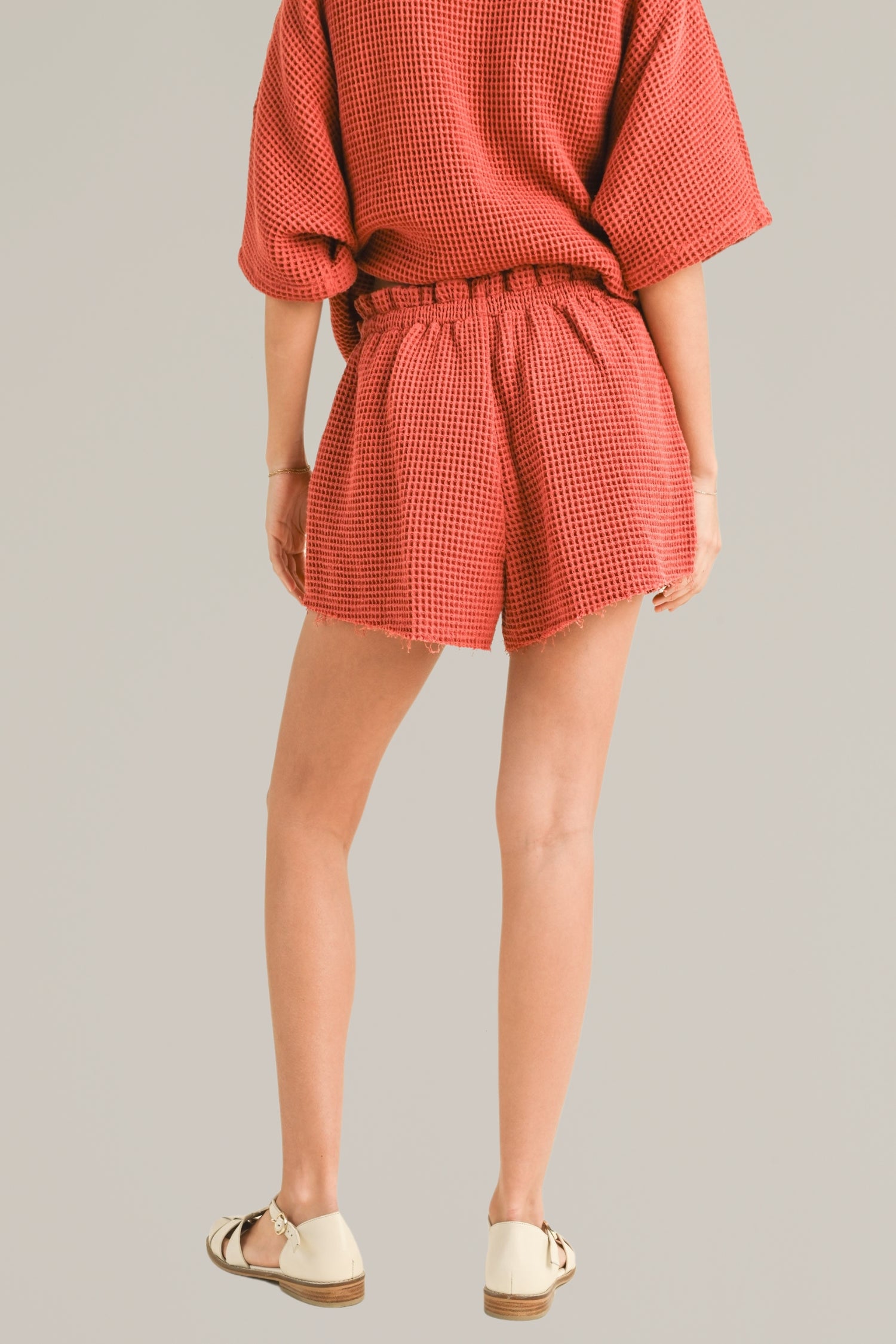 textured waffle woven short