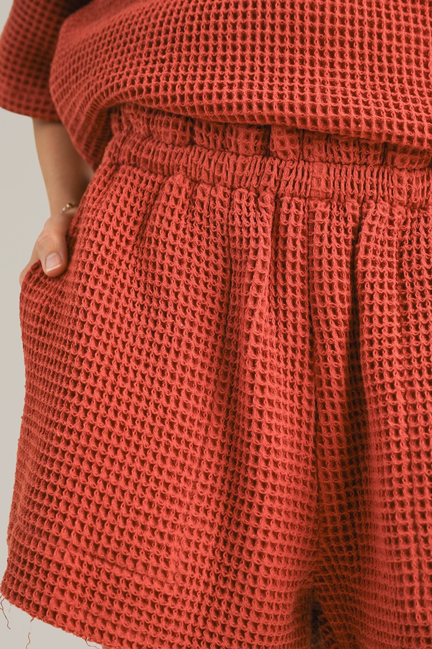 textured waffle woven short
