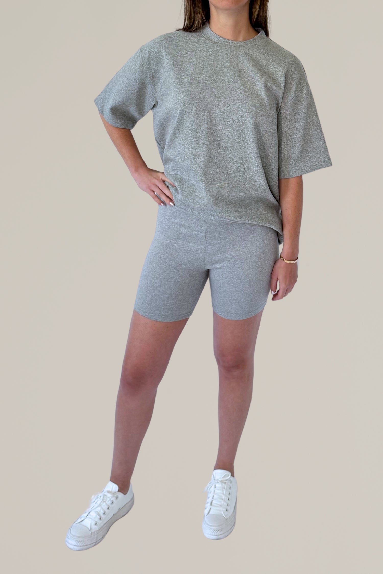 heather grey biker short