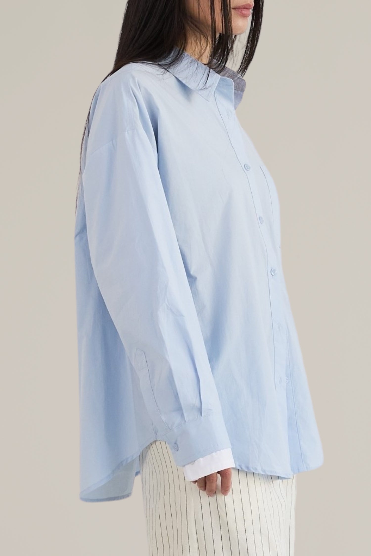 button down contrast sleeve shirt
