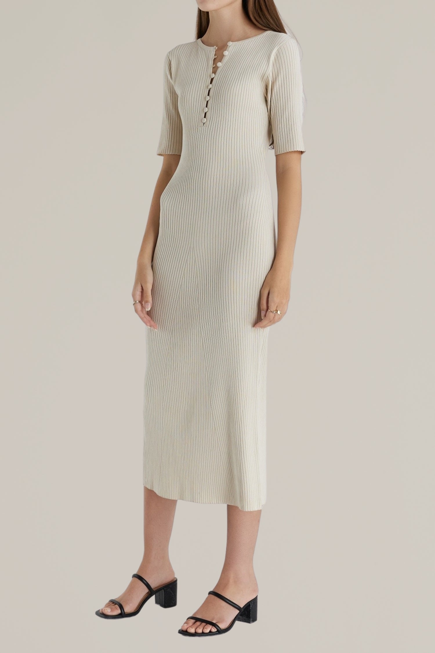 knit button detail dress