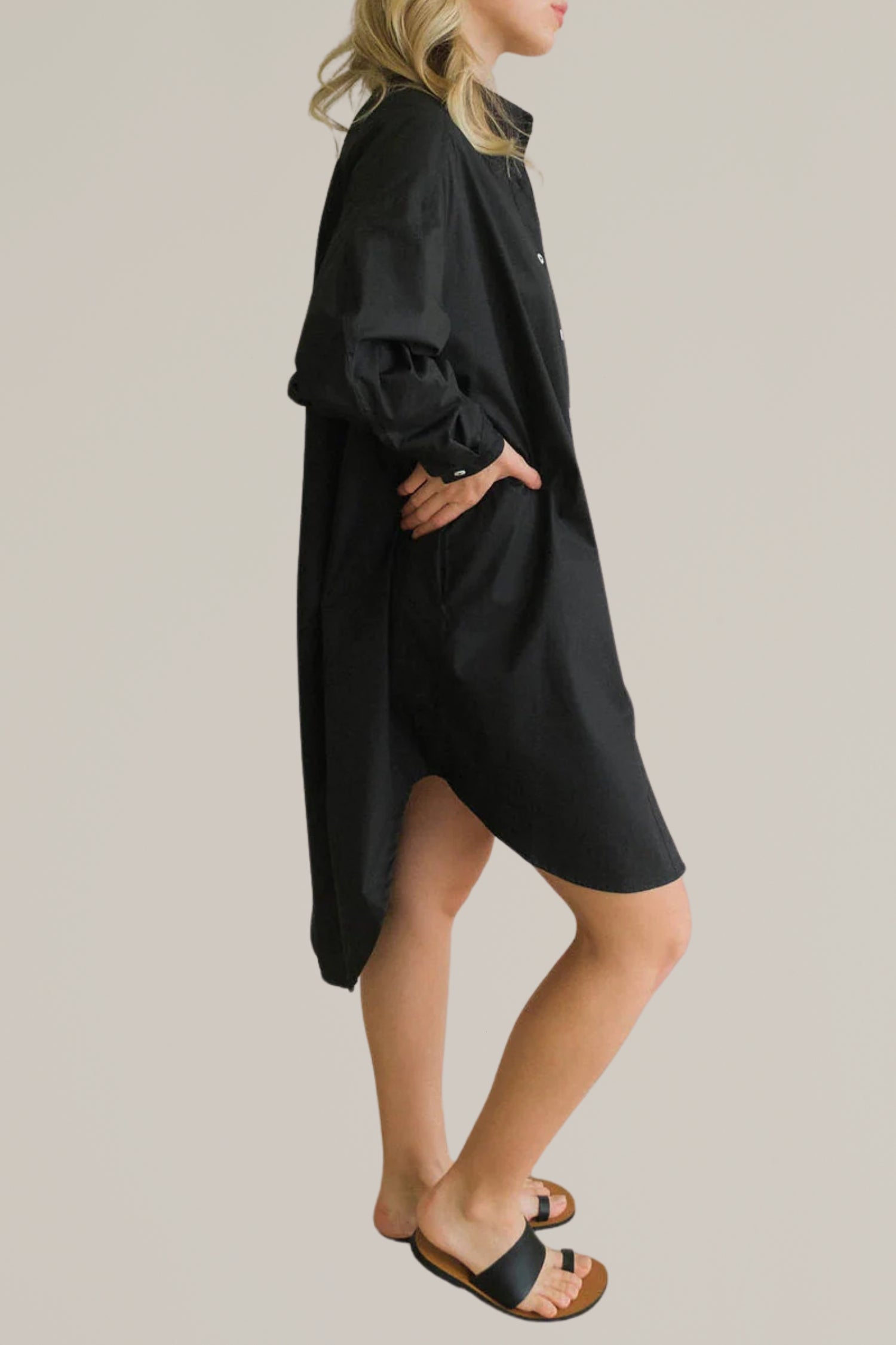 cotton button down shirtdress