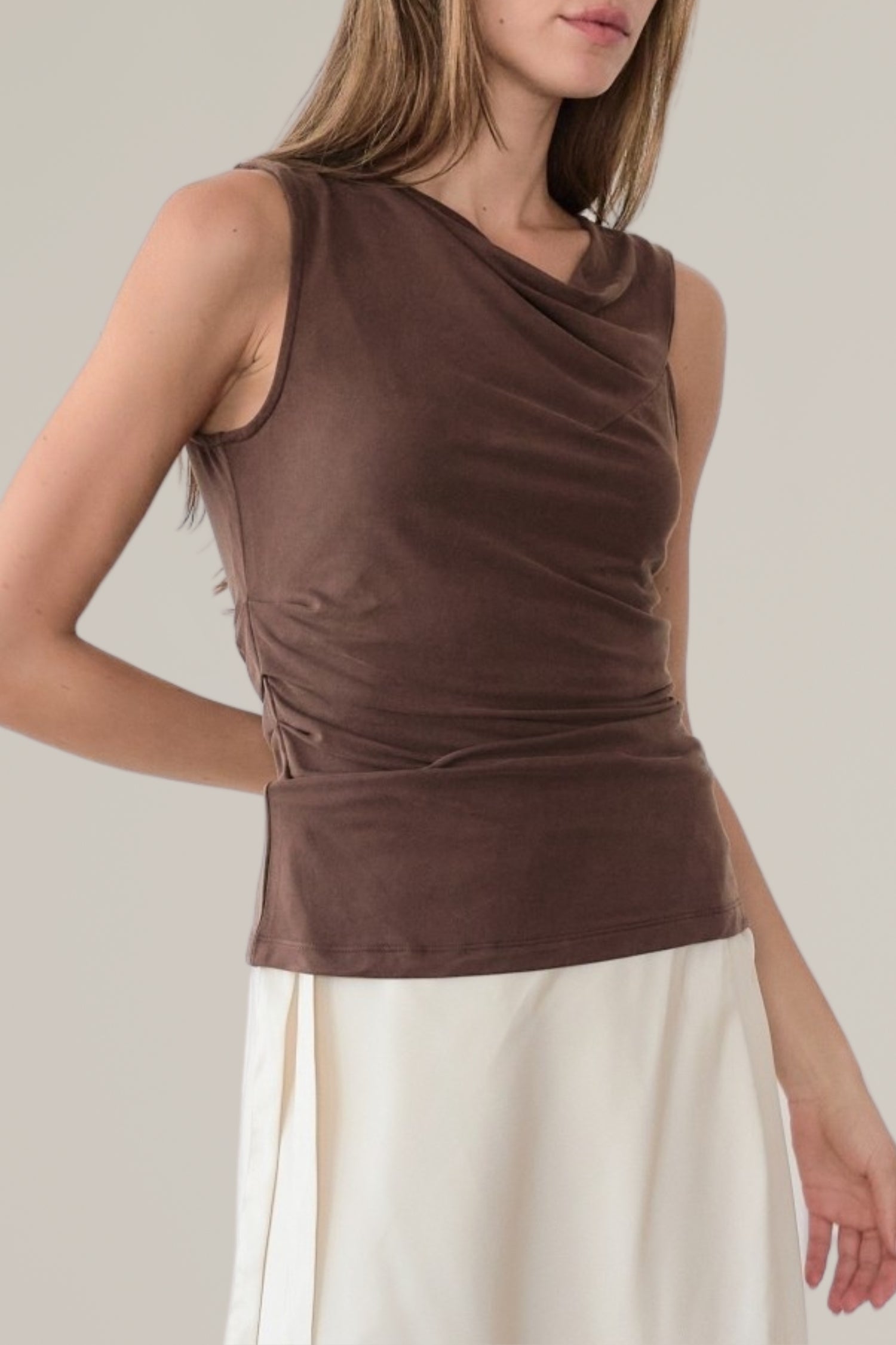 asymmetrical twist shoulder top