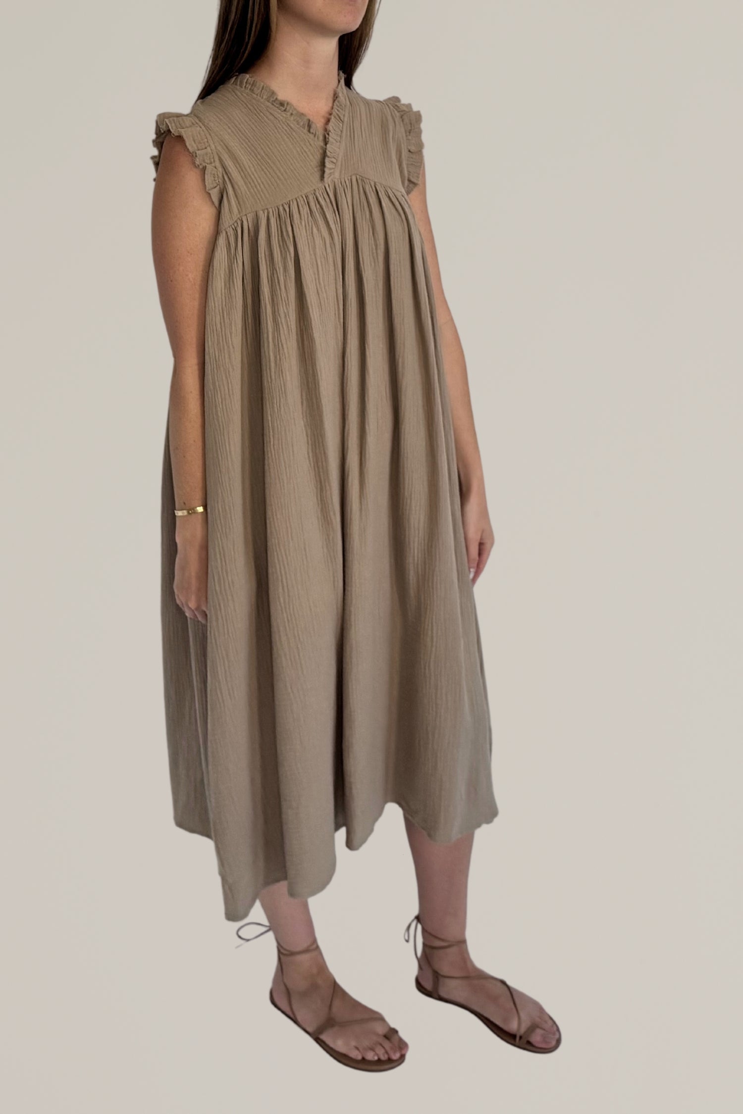 ruffle cap sleeve gauze dress