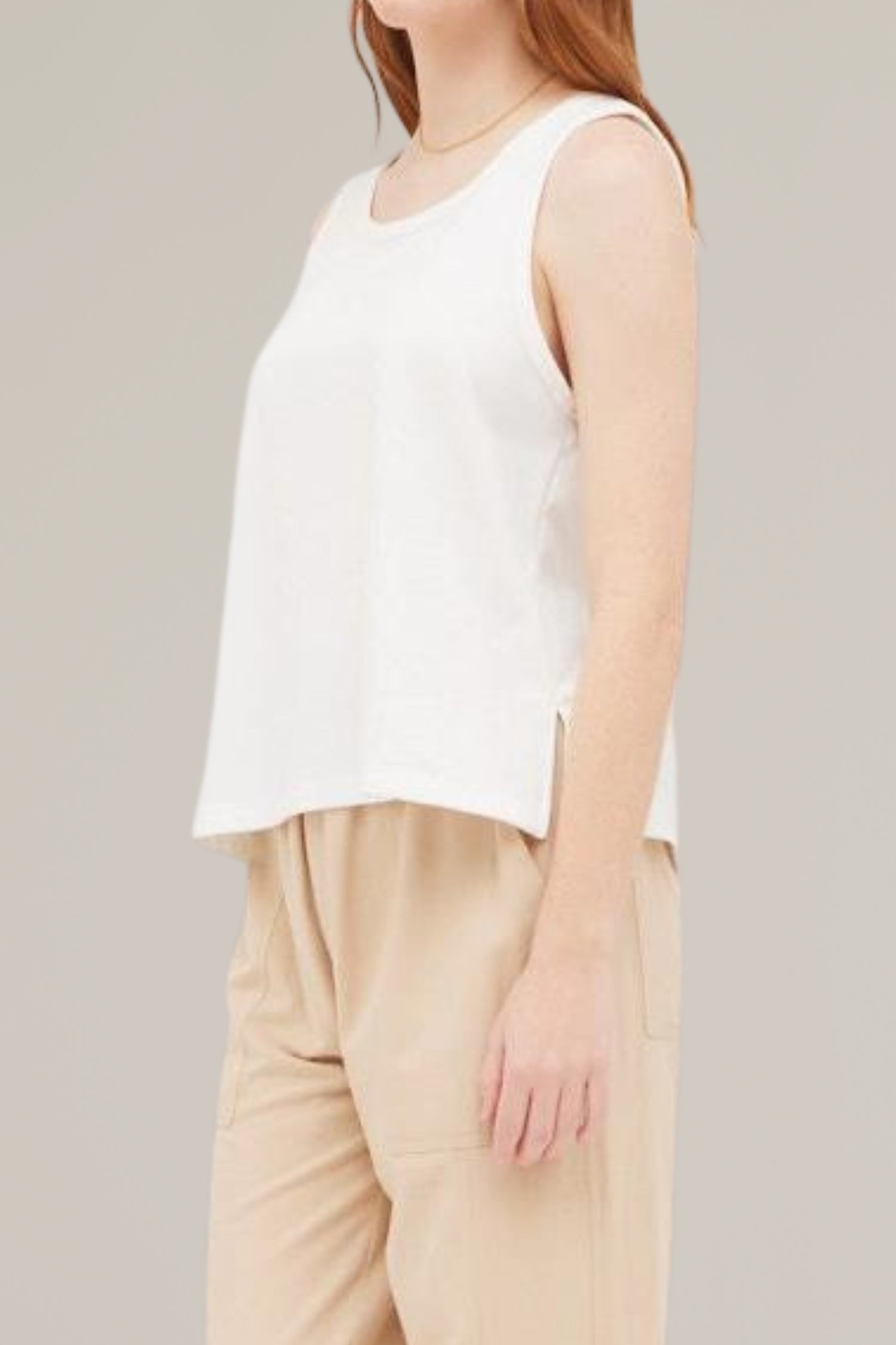 terry knit side slit tank top