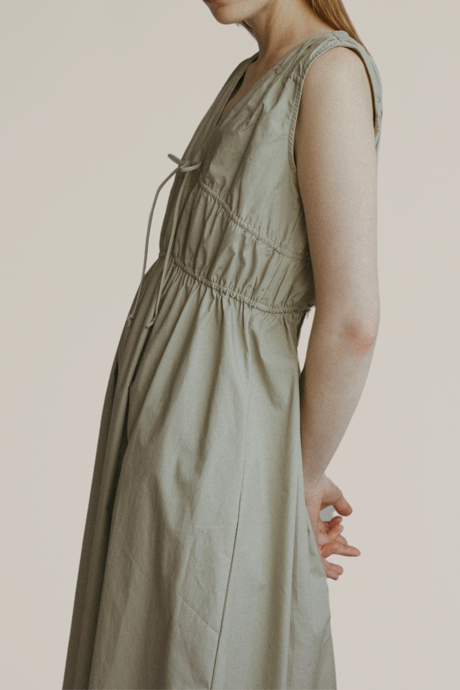 cotton tie front midi dress