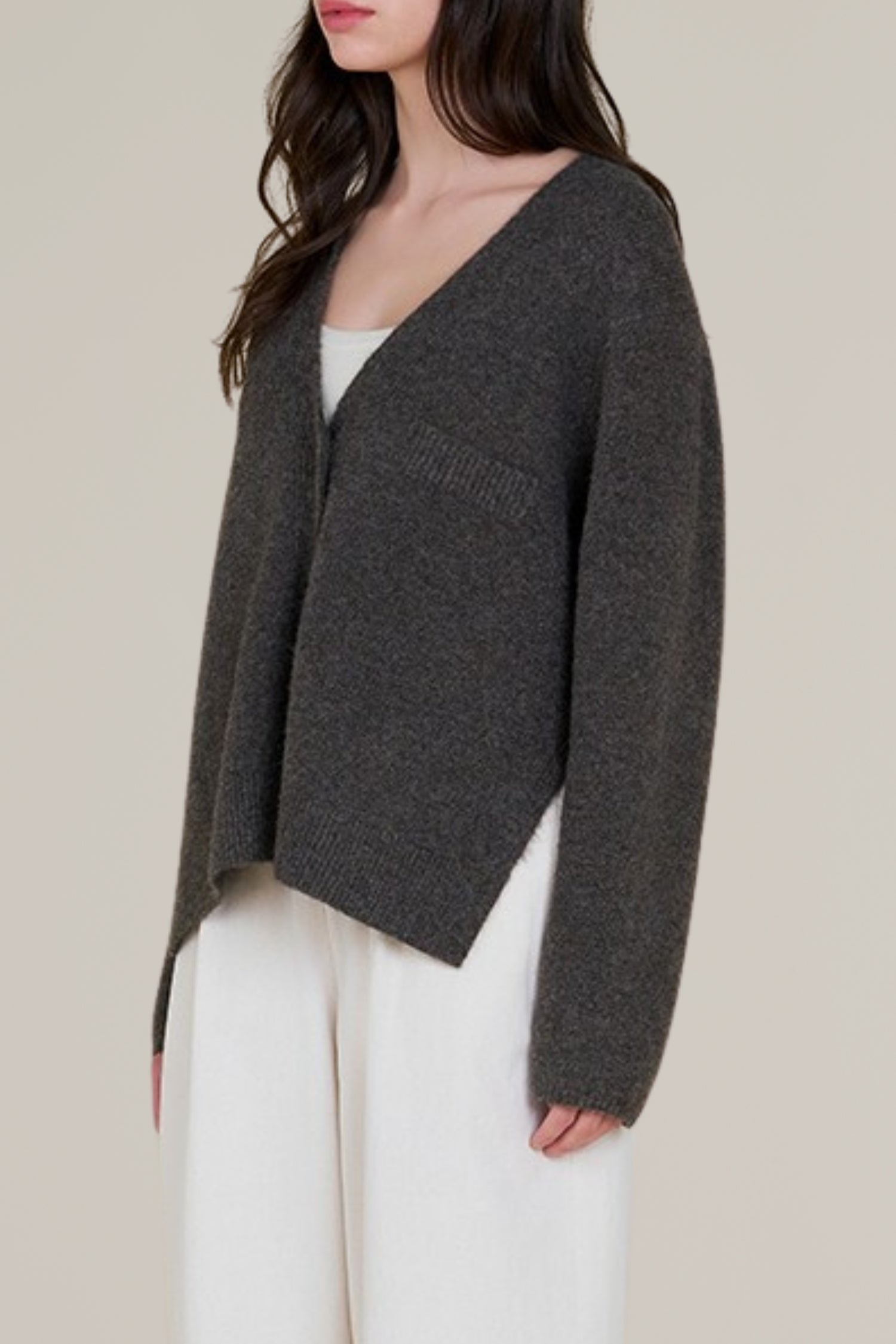 side vent button down sweater