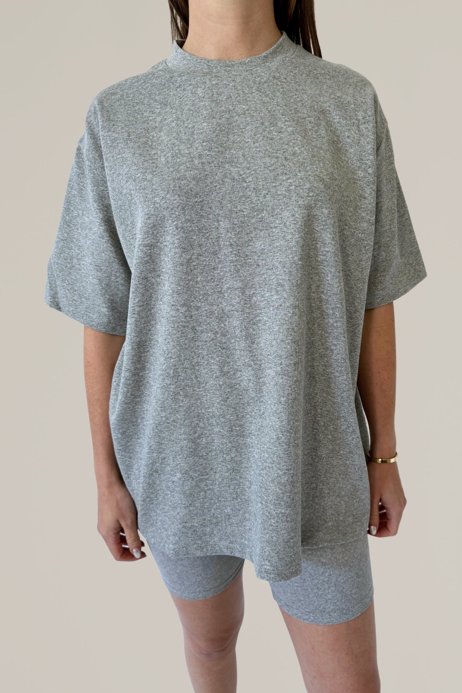 heather grey short sleeve top