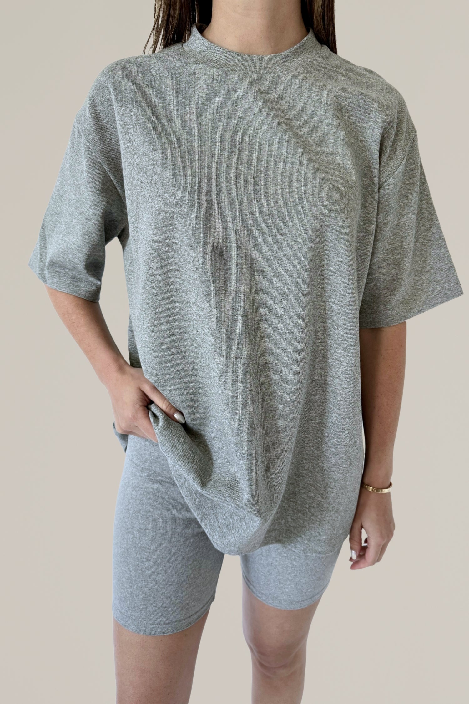 heather grey short sleeve top