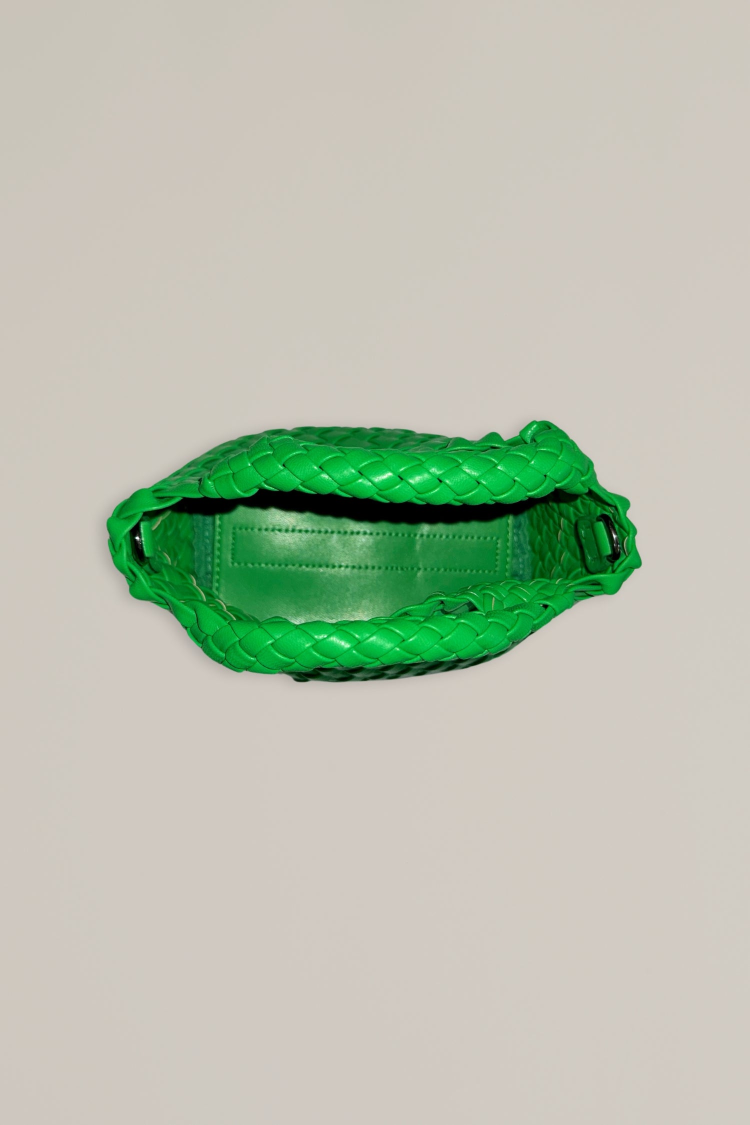 green mini woven bag