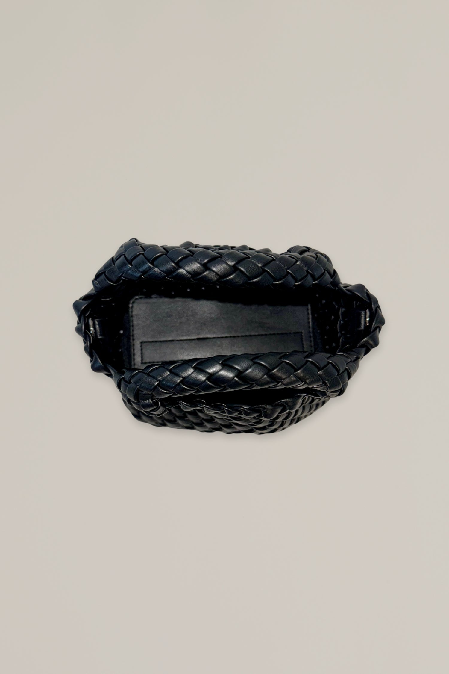 black mini woven bag