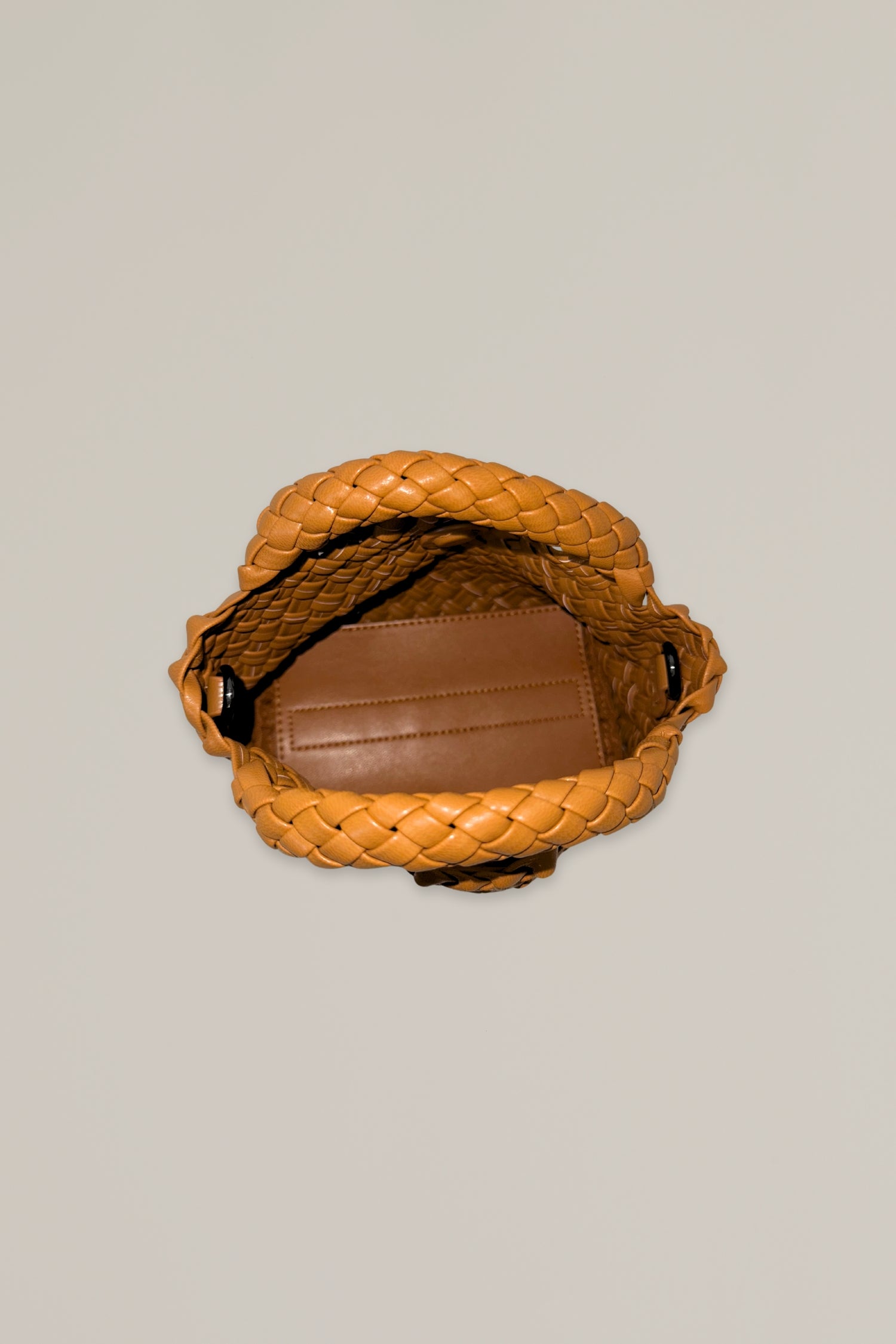 cognac mini woven bag