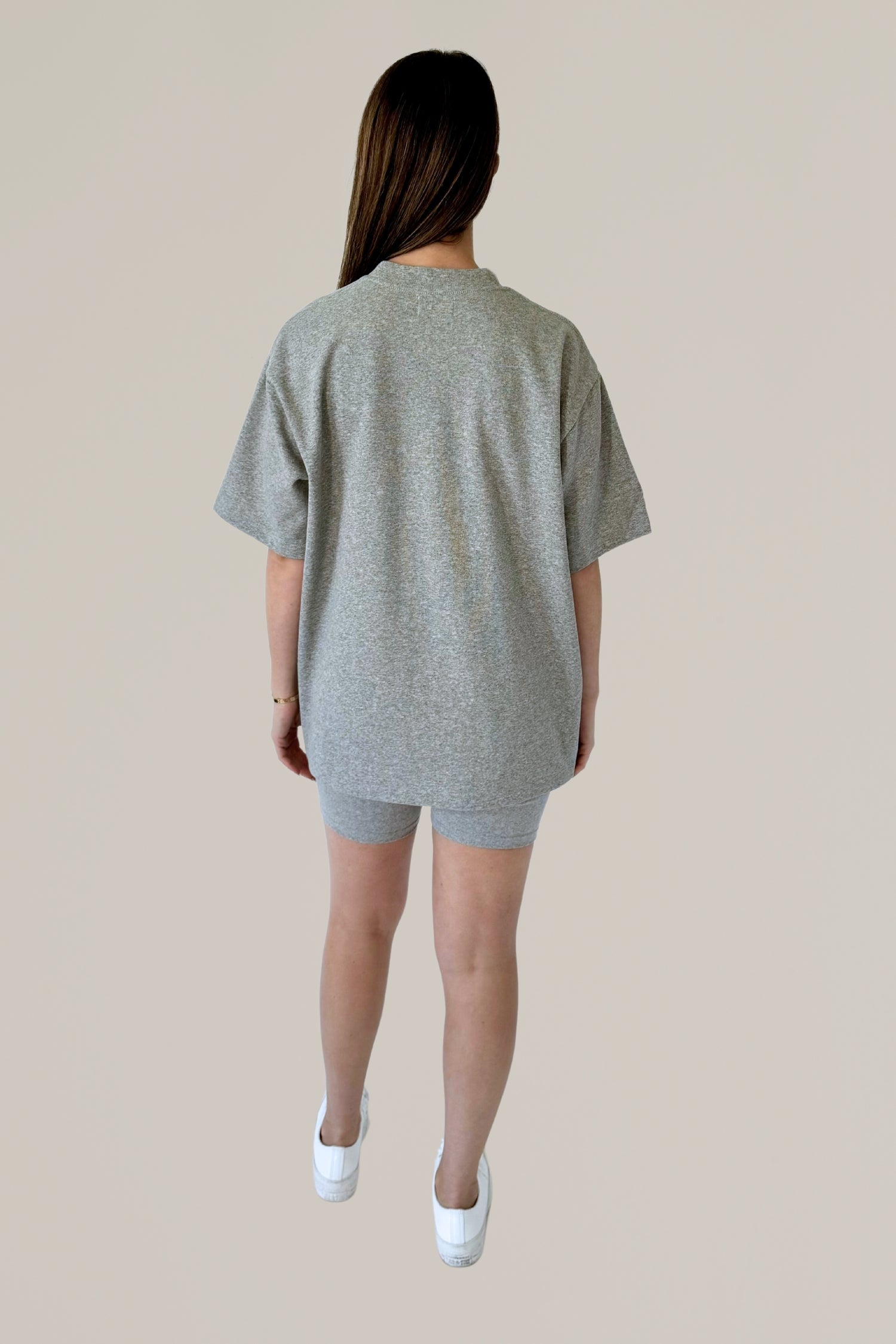 heather grey biker short