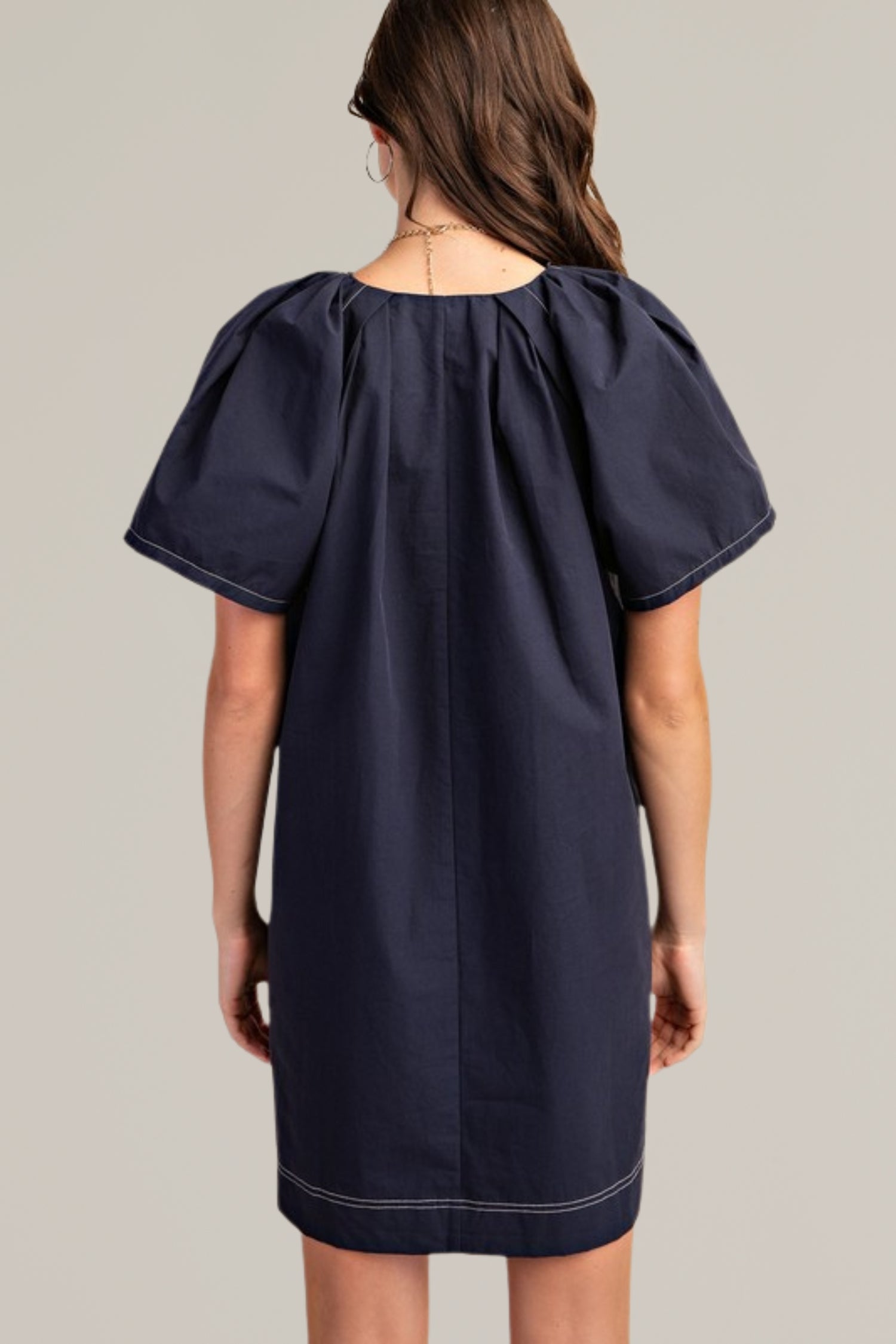 contrast stitch navy dress