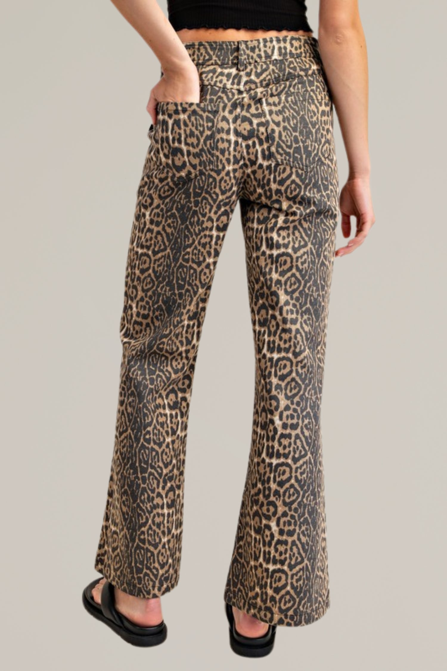 Leopard shops print flared jeans