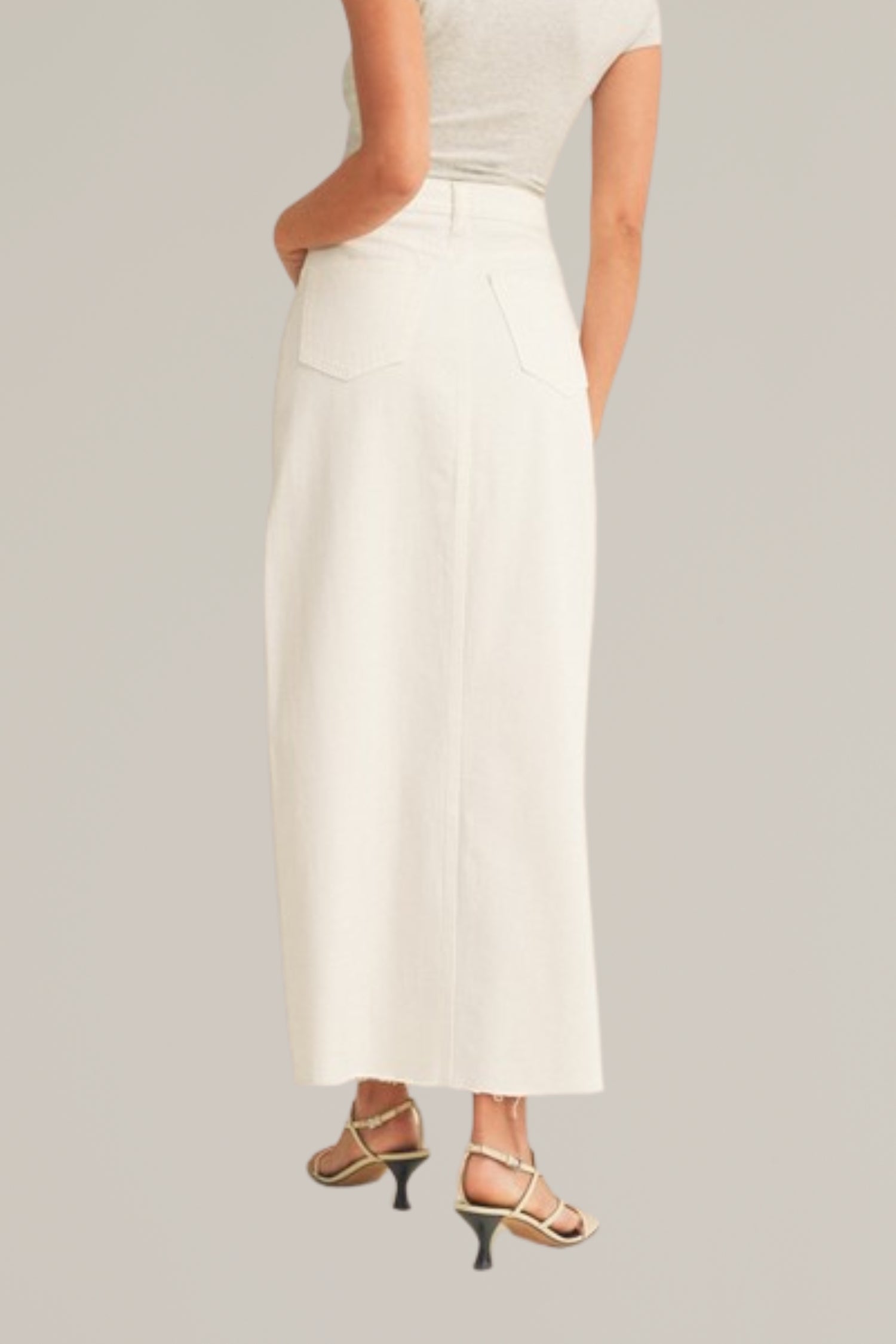 white denim maxi skirt