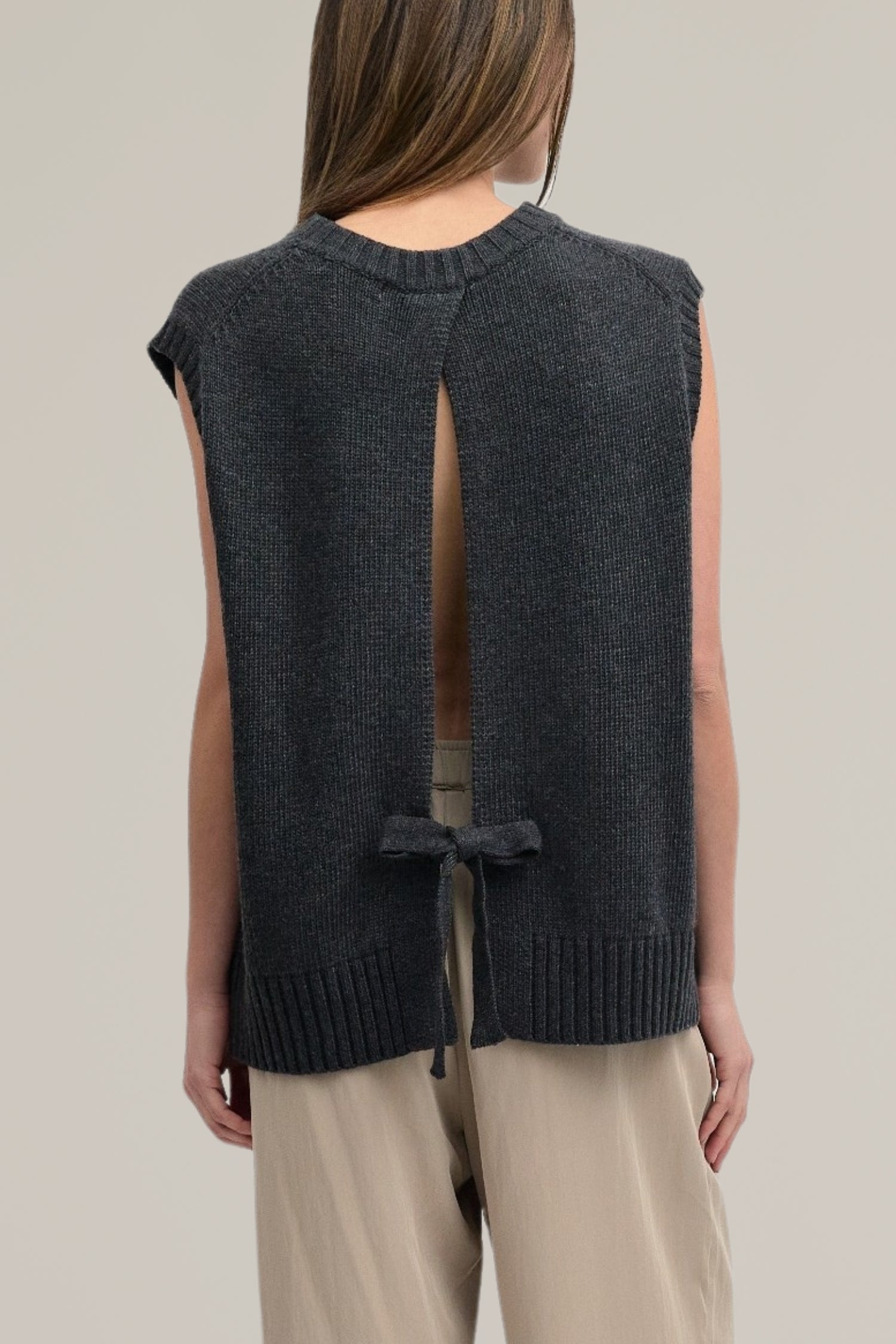 open tie back sweater vest