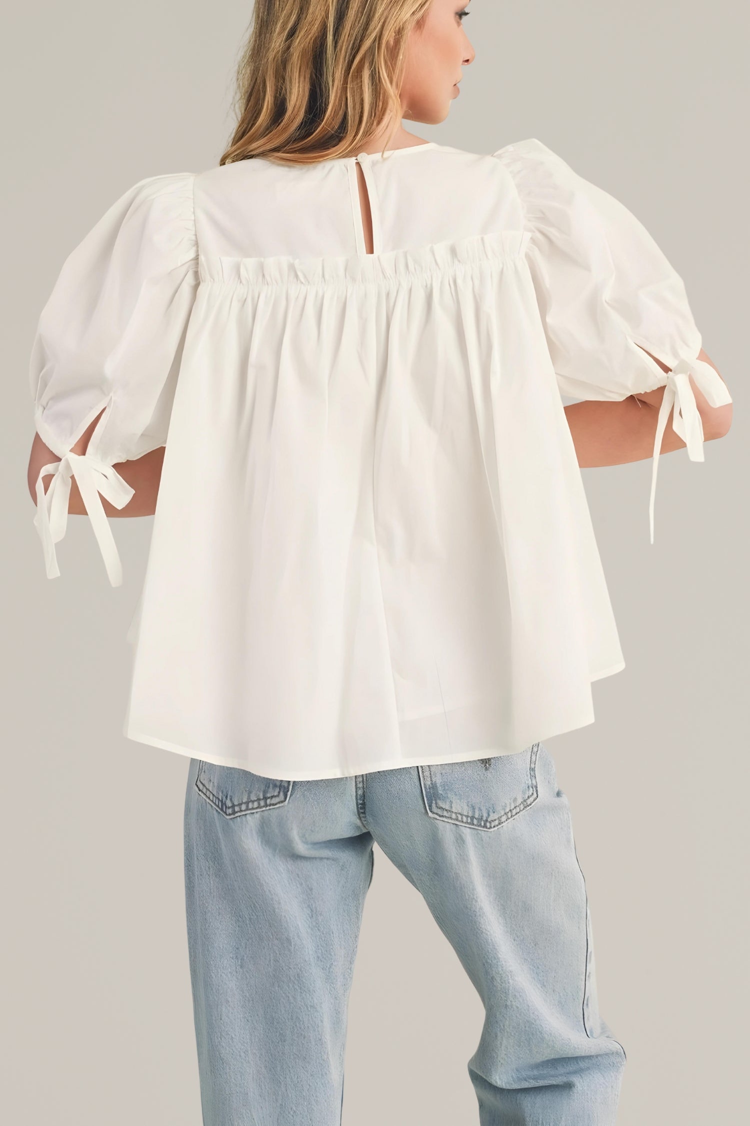 tiered puff sleeve tie top