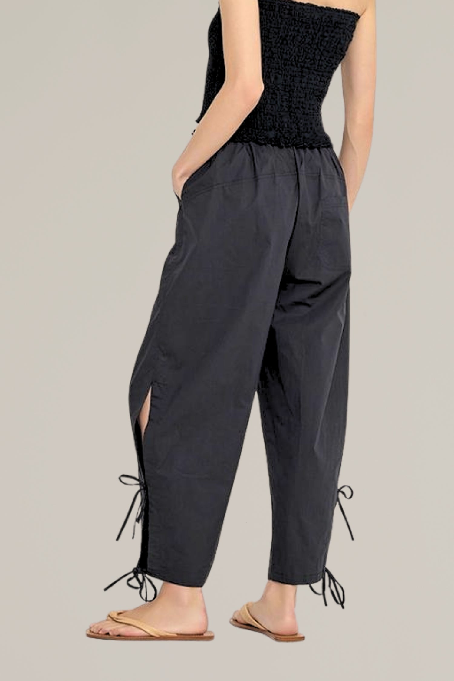 double side tie pull-on pant