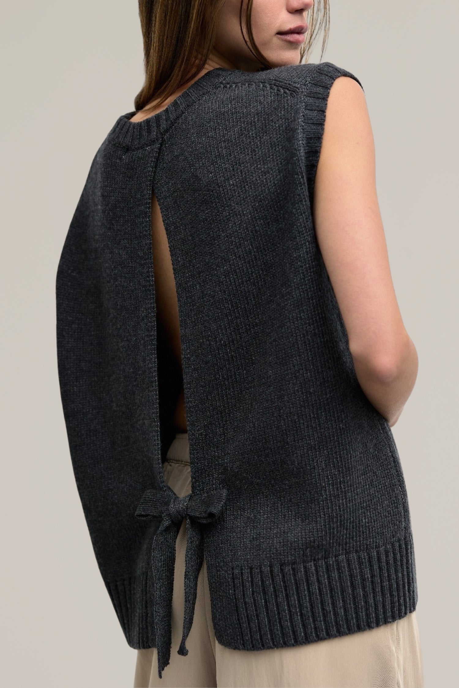 grey knit pullover sweater vest