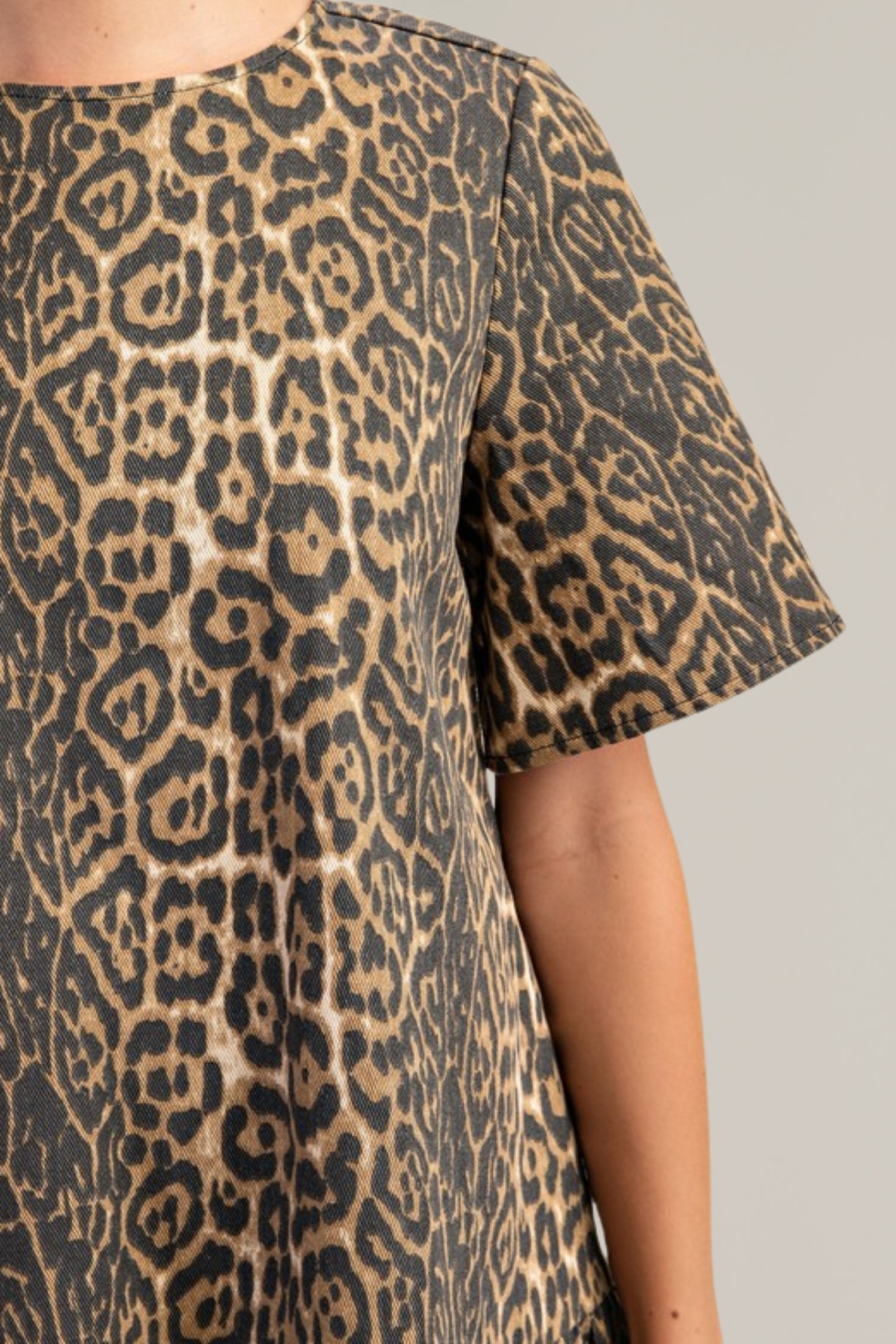 leopard print denim dress