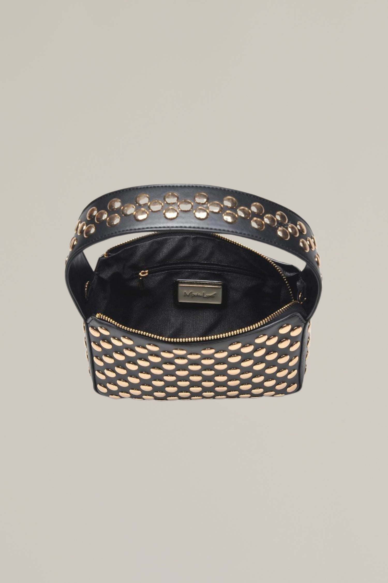 black studded bag with removable strap