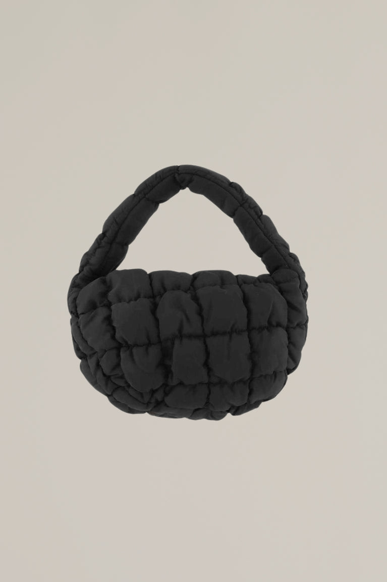 PUFFER SMALL 29 IN BLACK SUEDE SILVER HARDWARE
