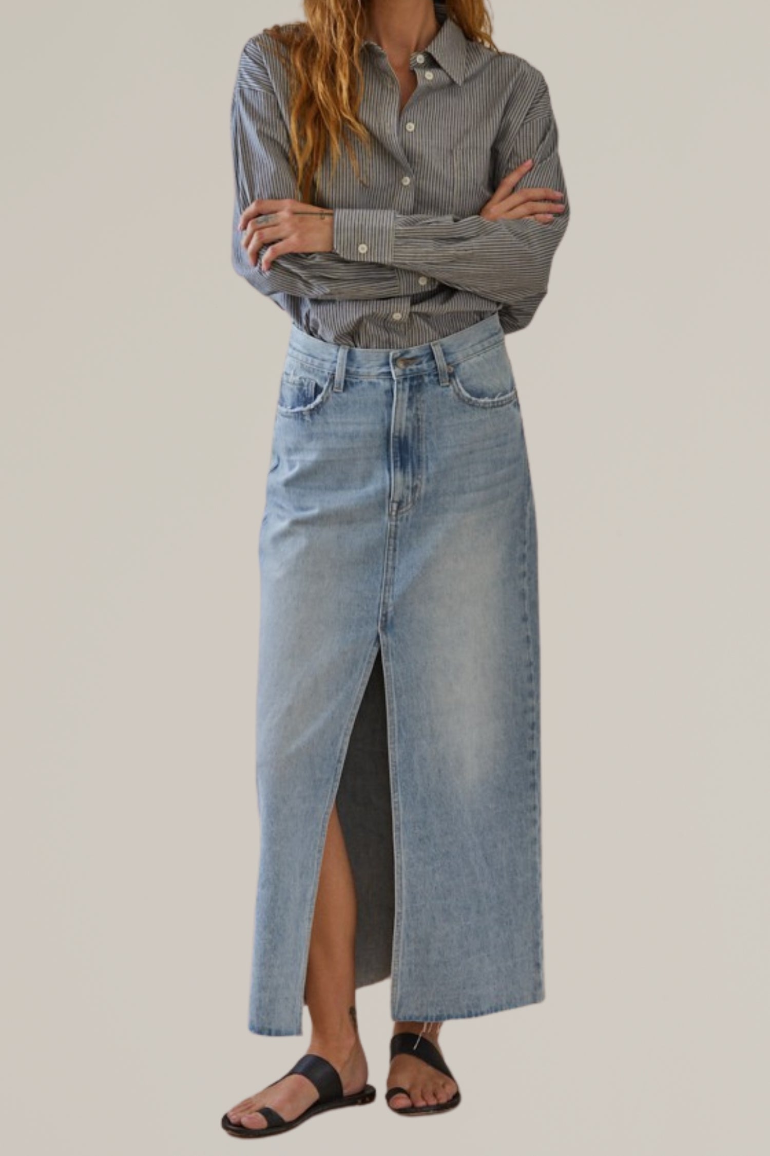 maxi denim skirt