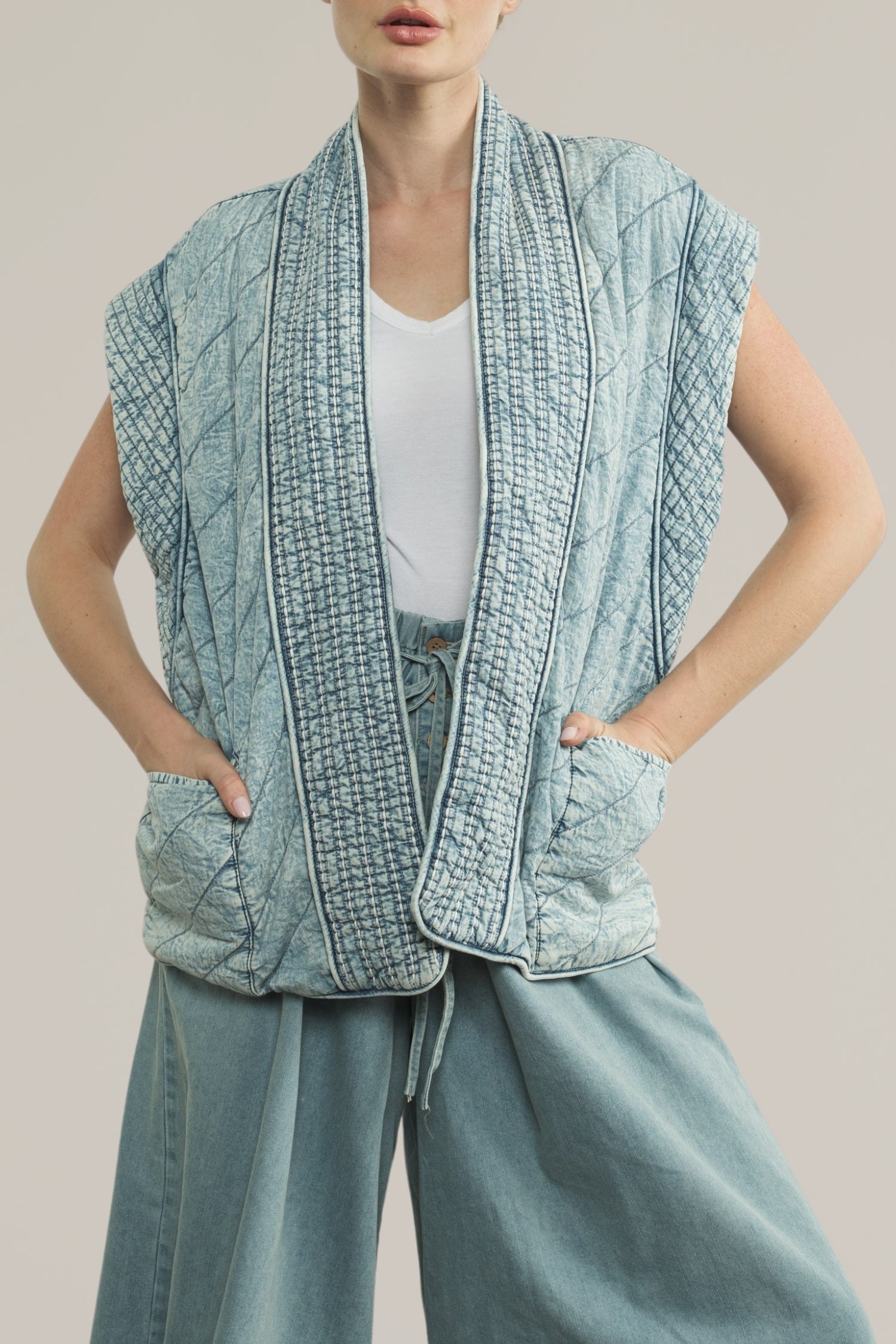 denim quilted vest