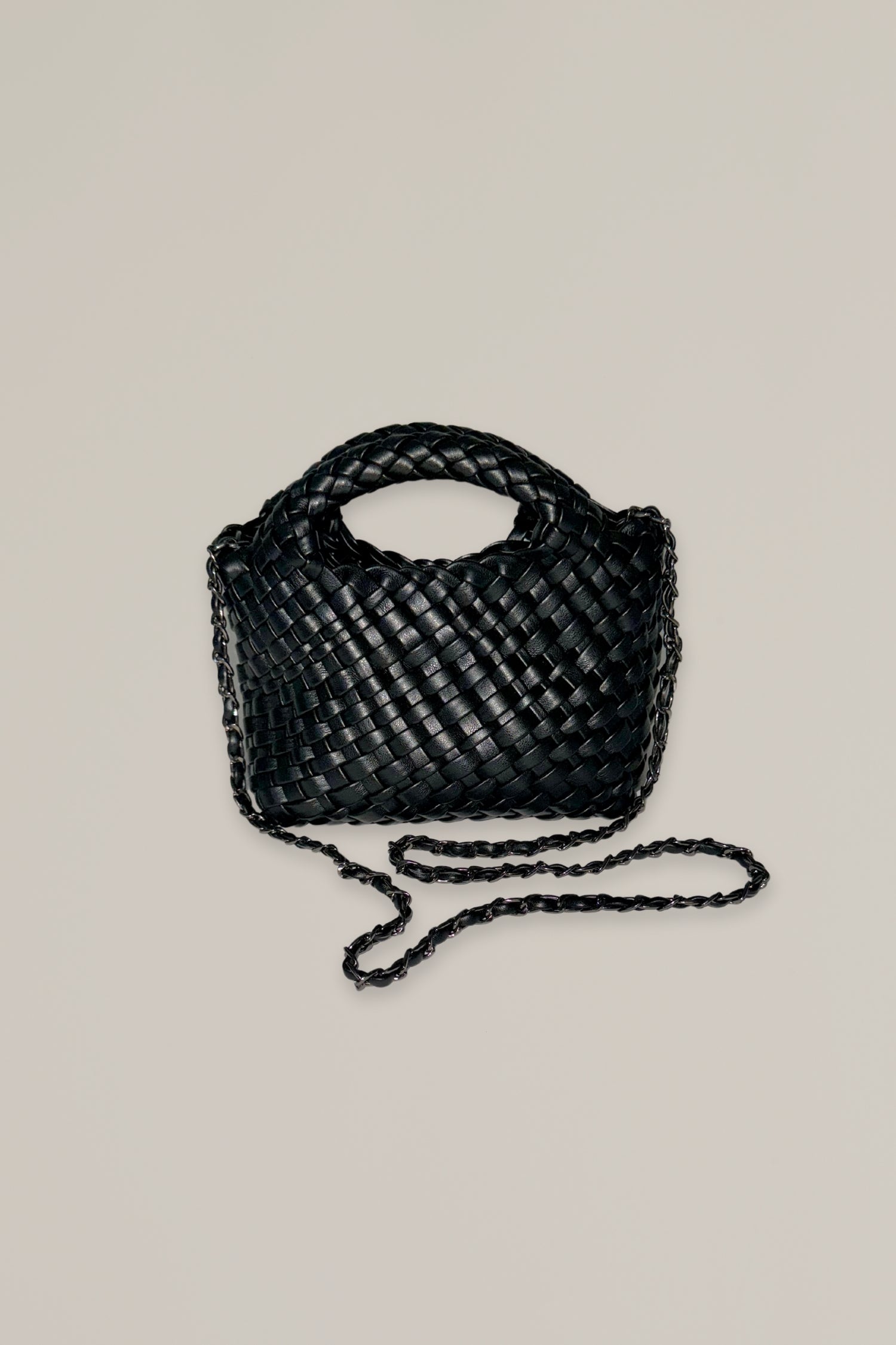 black mini woven bag