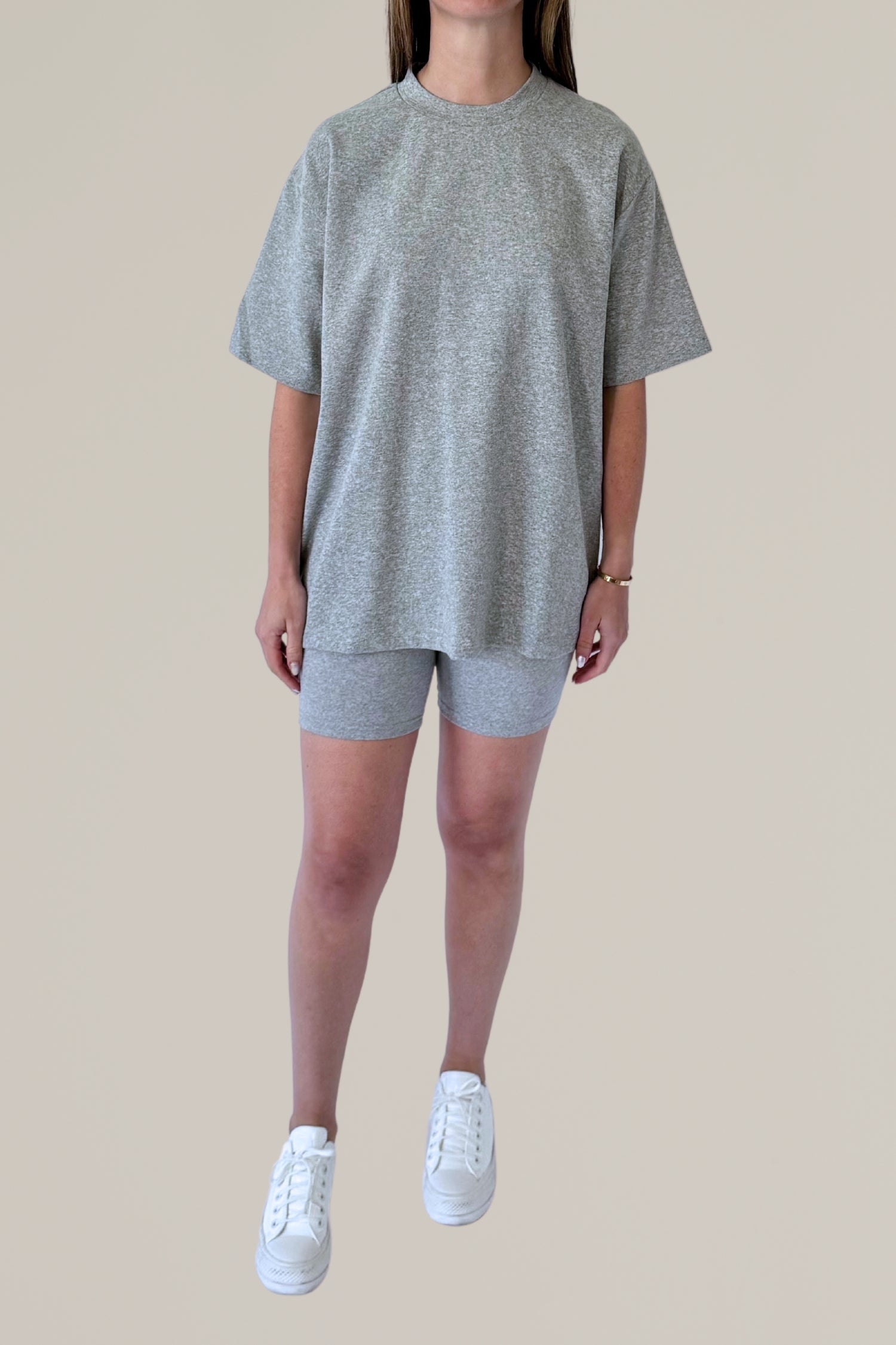 heather grey biker short