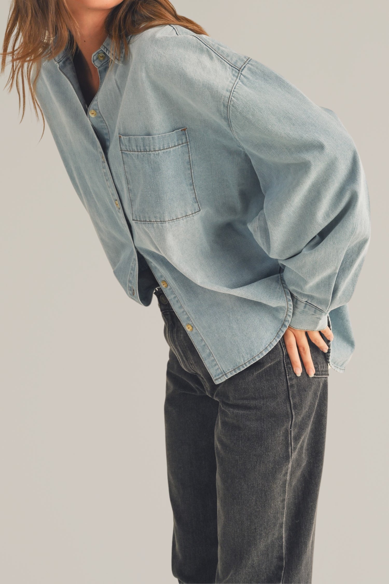 denim button down shirt