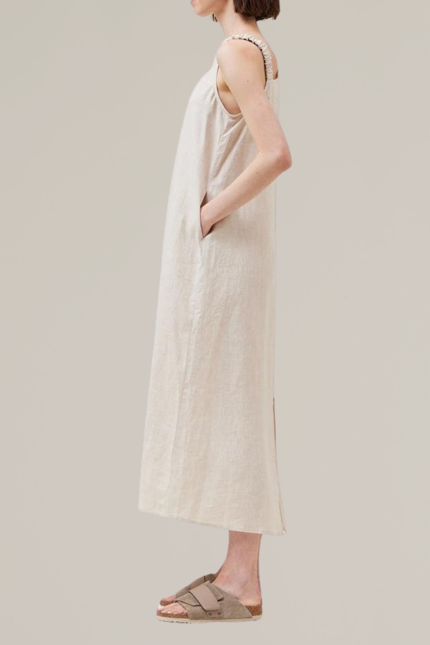 linen sleeveless dress