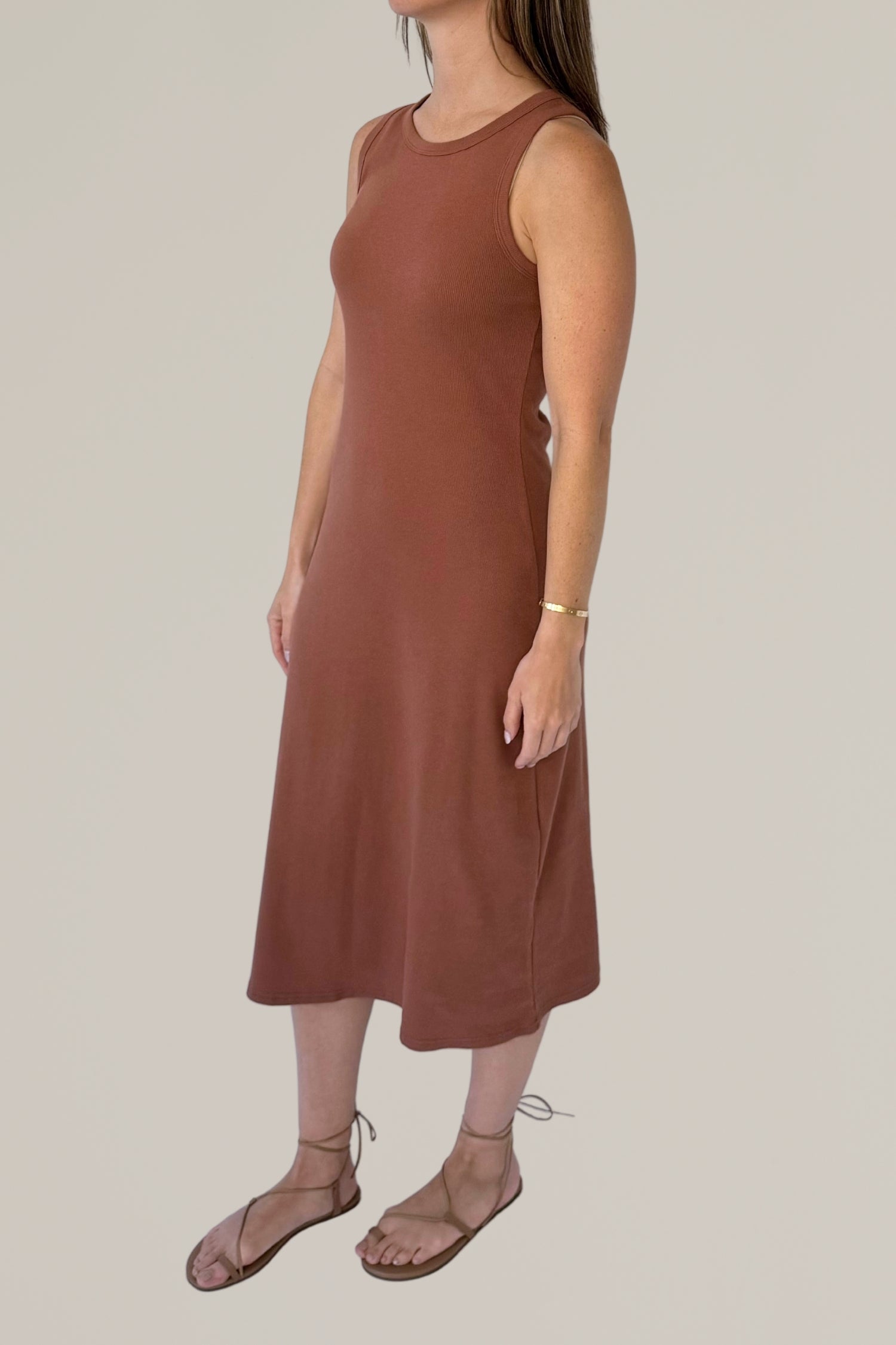 sleeveless cotton blend dress